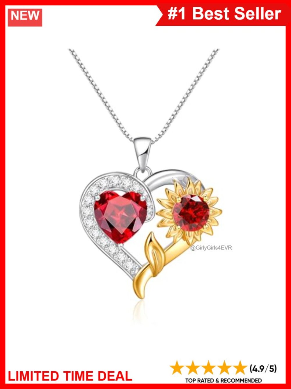 925 Sterling Silver Sunflower Birthstone Necklace You Are My Sunshine Gift